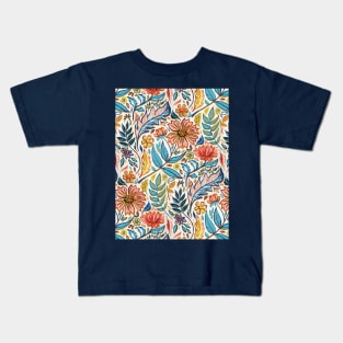 Vivid Colorful Art Nouveau Floral Kids T-Shirt